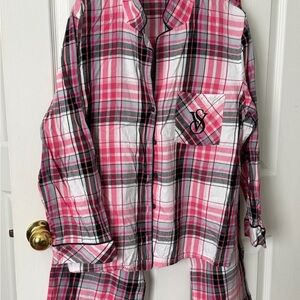 Victoria's Secret Pink and Gray Plaid Pajama Set